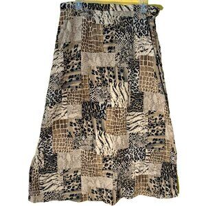 K.C. Spencer New York Long Skirt SZ 16 Patchwork Animal Print Glam Rock
